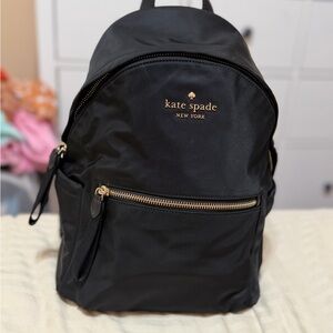 kate spade Black Nylon Small Backpack with Gold Trim